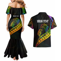 Personalised LGBT History Month Couples Matching Mermaid Dress and Hawaiian Shirt Proud And Happy Polynesian Dolphin LT05 - Polynesian Pride