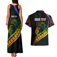 Personalised LGBT History Month Couples Matching Tank Maxi Dress and Hawaiian Shirt Proud And Happy Polynesian Dolphin LT05 - Polynesian Pride