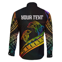 Personalised LGBT History Month Family Matching Off Shoulder Maxi Dress and Hawaiian Shirt Proud And Happy Polynesian Dolphin LT05 - Polynesian Pride