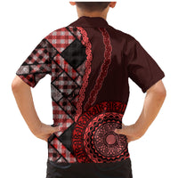 New Zealand Aotearoa Family Matching Mermaid Dress and Hawaiian Shirt Maori Harakeke Weaving Pattern Red LT05 - Polynesian Pride