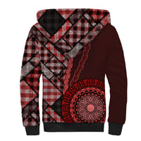 New Zealand Aotearoa Sherpa Hoodie Maori Harakeke Weaving Pattern Red LT05 - Polynesian Pride