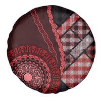New Zealand Aotearoa Spare Tire Cover Maori Harakeke Weaving Pattern Red LT05 - Polynesian Pride