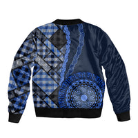 New Zealand Aotearoa Bomber Jacket Maori Harakeke Weaving Pattern Blue LT05 - Polynesian Pride