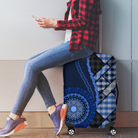 New Zealand Aotearoa Luggage Cover Maori Harakeke Weaving Pattern Blue LT05 - Polynesian Pride