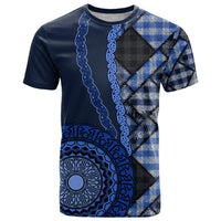 New Zealand Aotearoa T Shirt Maori Harakeke Weaving Pattern Blue LT05 Blue - Polynesian Pride