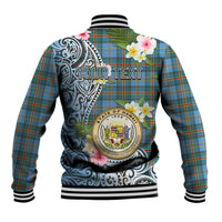 Personalised Hawaii State Baseball Jacket Tropical Flowers With Tartan Pattern LT05 - Polynesian Pride