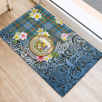 Hawaii State Rubber Doormat Tropical Flowers With Tartan Pattern LT05 - Polynesian Pride