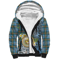 Personalised Hawaii State Sherpa Hoodie Tropical Flowers With Tartan Pattern LT05 Unisex Blue - Polynesian Pride