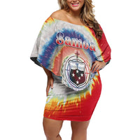 Samoa Off Shoulder Short Dress Tie Dye Unique Style LT05 Women Colorful - Polynesian Pride
