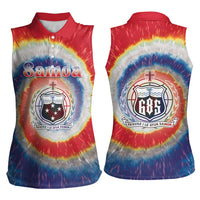 Samoa Women Sleeveless Polo Shirt Tie Dye Unique Style
