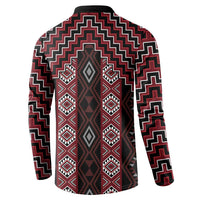 New Zealand Aotearoa Button Sweatshirt Red Poutama With Taniko Pattern LT05