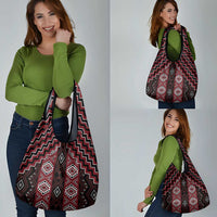 New Zealand Aotearoa Grocery Bag Red Poutama With Taniko Pattern
