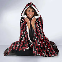 New Zealand Aotearoa Hooded Blanket Red Poutama With Taniko Pattern LT05