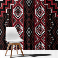 New Zealand Aotearoa Window Curtain Red Poutama With Taniko Pattern LT05