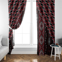 New Zealand Aotearoa Window Curtain Red Poutama With Taniko Pattern LT05