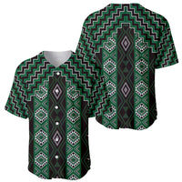 New Zealand Aotearoa Baseball Jersey Green Poutama With Taniko Pattern LT05 - Polynesian Pride
