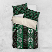 New Zealand Aotearoa Bedding Set Green Poutama With Taniko Pattern LT05