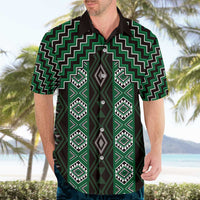 New Zealand Aotearoa Hawaiian Shirt Green Poutama With Taniko Pattern LT05