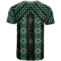 New Zealand Aotearoa T Shirt Green Poutama With Taniko Pattern LT05
