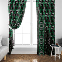 New Zealand Aotearoa Window Curtain Green Poutama With Taniko Pattern LT05