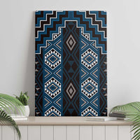 New Zealand Aotearoa Canvas Wall Art Blue Poutama With Taniko Pattern LT05