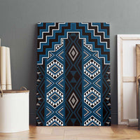 New Zealand Aotearoa Canvas Wall Art Blue Poutama With Taniko Pattern LT05