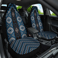 New Zealand Aotearoa Car Seat Cover Blue Poutama With Taniko Pattern LT05