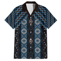 New Zealand Aotearoa Family Matching Long Sleeve Bodycon Dress and Hawaiian Shirt Blue Poutama With Taniko Pattern LT05