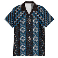 New Zealand Aotearoa Family Matching Tank Maxi Dress and Hawaiian Shirt Blue Poutama With Taniko Pattern LT05