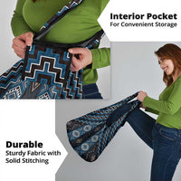 New Zealand Aotearoa Grocery Bag Blue Poutama With Taniko Pattern