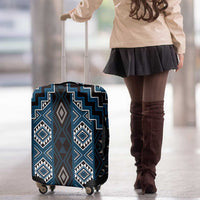 New Zealand Aotearoa Luggage Cover Blue Poutama With Taniko Pattern LT05
