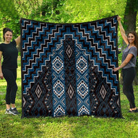 New Zealand Aotearoa Quilt Blue Poutama With Taniko Pattern LT05