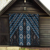 New Zealand Aotearoa Quilt Blue Poutama With Taniko Pattern LT05