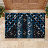 New Zealand Aotearoa Rubber Doormat Blue Poutama With Taniko Pattern LT05