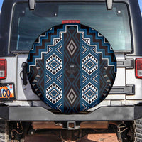 New Zealand Aotearoa Spare Tire Cover Blue Poutama With Taniko Pattern LT05