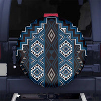 New Zealand Aotearoa Spare Tire Cover Blue Poutama With Taniko Pattern LT05