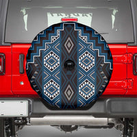 New Zealand Aotearoa Spare Tire Cover Blue Poutama With Taniko Pattern LT05