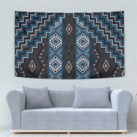 New Zealand Aotearoa Tapestry Blue Poutama With Taniko Pattern LT05