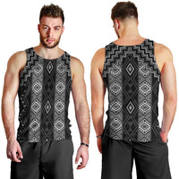 New Zealand Aotearoa Men Tank Top Black Poutama With Taniko Pattern LT05