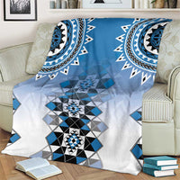 New Zealand Blanket Poutama Mix Blue Taniko Inspired Art LT05
