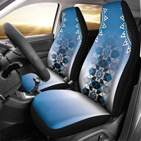 New Zealand Car Seat Cover Poutama Mix Blue Taniko Inspired Art LT05