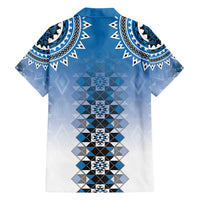New Zealand Family Matching Puletasi and Hawaiian Shirt Poutama Mix Blue Taniko Inspired Art LT05