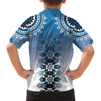 New Zealand Family Matching Tank Maxi Dress and Hawaiian Shirt Poutama Mix Blue Taniko Inspired Art LT05