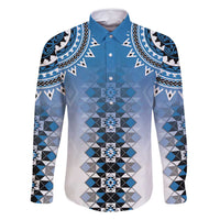 New Zealand Family Matching Tank Maxi Dress and Hawaiian Shirt Poutama Mix Blue Taniko Inspired Art LT05