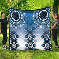 New Zealand Quilt Poutama Mix Blue Taniko Inspired Art LT05