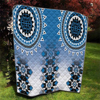 New Zealand Quilt Poutama Mix Blue Taniko Inspired Art LT05