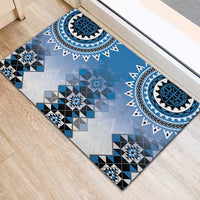 New Zealand Rubber Doormat Poutama Mix Blue Taniko Inspired Art LT05