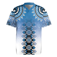 New Zealand Rugby Jersey Poutama Mix Blue Taniko Inspired Art LT05