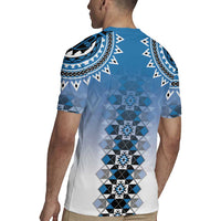 New Zealand Rugby Jersey Poutama Mix Blue Taniko Inspired Art LT05
