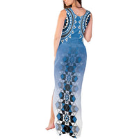 New Zealand Tank Maxi Dress Poutama Mix Blue Taniko Inspired Art LT05